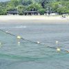 空撮、防護ネットで対策　サメ騒動のあった高知県黒潮町入野・浮津の海水浴場再開